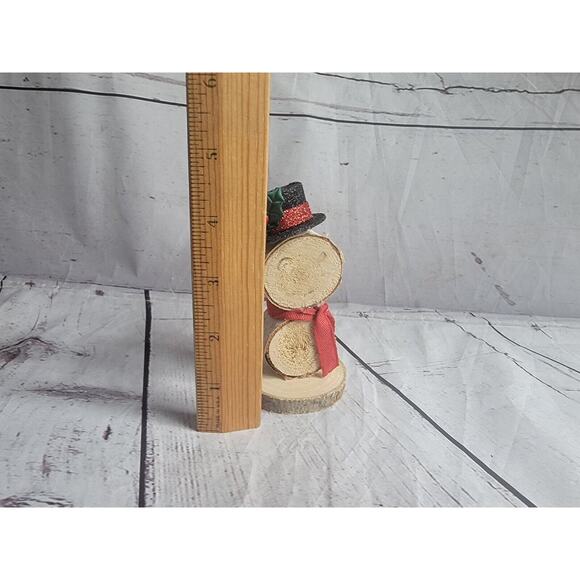 Wood Slice Handmade Rustic Snowman Hat Shelf Sitter Countrycore Farmhouse New - Picture 6 of 6